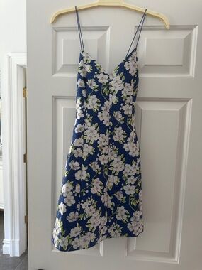 Alice + Olivia Navy Floral A-Line Mini Dress